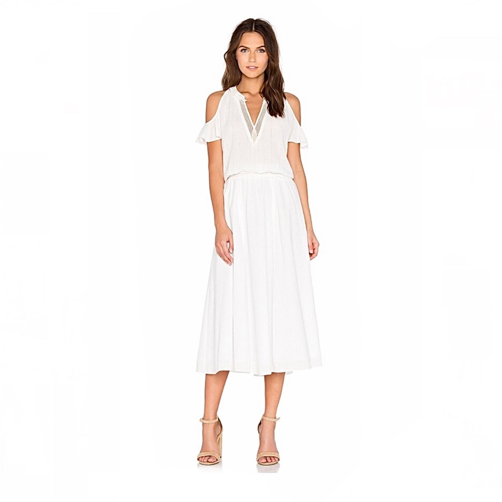 10 Crosby Dereck Lam Cold Shoulder Midi Dress in White